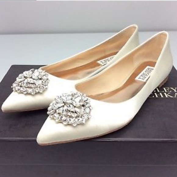 badgley mischka embellished flats